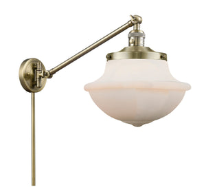 1-Light 11.75" Oxford Swing Arm With Switch - Schoolhouse Matte White Glass - Choice of Finish And Incandesent Or LED Bulbs