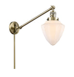 1-Light 7" Bullet Swing Arm With Switch - Schoolhouse Matte White Glass - Choice of Finish And Incandesent Or LED Bulbs