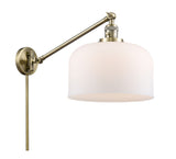 1-Light 12" Bell Swing Arm With Switch - Bell-Urn Matte White Glass - Choice of Finish And Incandesent Or LED Bulbs
