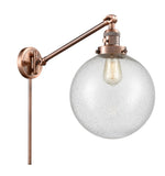 237-AC-G204-10 1-Light 10" Antique Copper Swing Arm - Seedy Beacon Glass - LED Bulb - Dimmensions: 10 x 18 x 14 - Glass Up or Down: Yes