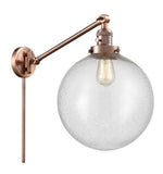 237-AC-G204-12 1-Light 12" Antique Copper Swing Arm - Seedy Beacon Glass - LED Bulb - Dimmensions: 12 x 20 x 16 - Glass Up or Down: Yes