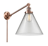 237-AC-G42-L 1-Light 12" Antique Copper Swing Arm - Clear Cone 12" Glass - LED Bulb - Dimmensions: 12 x 16 x 16 - Glass Up or Down: Yes