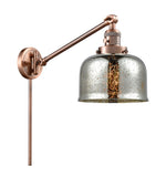 237-AC-G78 1-Light 8" Antique Copper Swing Arm - Silver Plated Mercury Large Bell Glass - LED Bulb - Dimmensions: 8 x 30 x 25 - Glass Up or Down: Yes