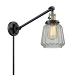 237-BAB-G142 1-Light 8" Black Antique Brass Swing Arm - Clear Chatham Glass - LED Bulb - Dimmensions: 8 x 35 x 25 - Glass Up or Down: Yes