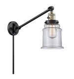 237-BAB-G182 1-Light 8" Black Antique Brass Swing Arm - Clear Canton Glass - LED Bulb - Dimmensions: 8 x 35 x 25 - Glass Up or Down: Yes