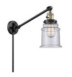 237-BAB-G184 1-Light 8" Black Antique Brass Swing Arm - Seedy Canton Glass - LED Bulb - Dimmensions: 8 x 35 x 25 - Glass Up or Down: Yes