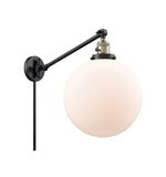 237-BAB-G201-12 1-Light 12" Black Antique Brass Swing Arm - Matte White Cased Beacon Glass - LED Bulb - Dimmensions: 12 x 20 x 16 - Glass Up or Down: Yes
