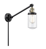 237-BAB-G312 1-Light 4.5" Black Antique Brass Swing Arm - Clear Dover Glass - LED Bulb - Dimmensions: 4.5 x 30 x 25.75 - Glass Up or Down: Yes