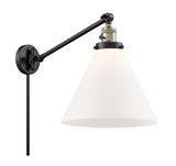 237-BAB-G41-L 1-Light 12" Black Antique Brass Swing Arm - Matte White Cased Cone 12" Glass - LED Bulb - Dimmensions: 12 x 16 x 16 - Glass Up or Down: Yes