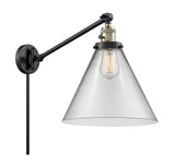 237-BAB-G42-L 1-Light 12" Black Antique Brass Swing Arm - Clear Cone 12" Glass - LED Bulb - Dimmensions: 12 x 16 x 16 - Glass Up or Down: Yes