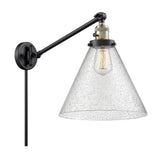 237-BAB-G44-L 1-Light 12" Black Antique Brass Swing Arm - Seedy Cone 12" Glass - LED Bulb - Dimmensions: 12 x 16 x 16 - Glass Up or Down: Yes
