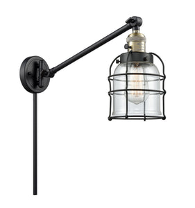 237-BAB-G52-CE-LED - w/Switch 1-Light 8" Bell Cage Black Antique Brass Swing Arm LED - w/Switch