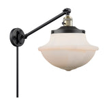 237-BAB-G541 1-Light 11.75" Black Antique Brass Swing Arm - Matte White Cased Large Oxford Glass - LED Bulb - Dimmensions: 11.75 x 20 x 13 - Glass Up or Down: Yes