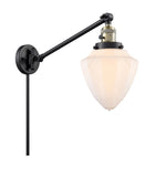 237-BAB-G661-7 1-Light 7" Black Antique Brass Swing Arm - Matte White Cased Small Bullet Glass - LED Bulb - Dimmensions: 7 x 19.5 x 15.75 - Glass Up or Down: Yes