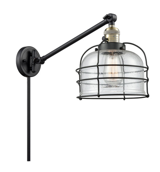 1-Light 8" Bell Cage Swing Arm With Switch - Bell-Urn Seedy Glass - Choice of Finish And Incandesent Or LED Bulbs