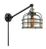 1-Light 8" Bell Cage Swing Arm With Switch - Bell-Urn Silver Plated Mercury Glass - Choice of Finish And Incandesent Or LED Bulbs