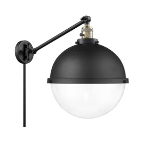 237-BAB-HFS-122-BK 1-Light 12.875" Matte Black Swing Arm - Clear Hampden Glass - LED Bulb - Dimmensions: 12.875 x 22.4375 x 17.25 - Glass Up or Down: Yes