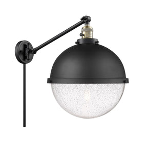 237-BAB-HFS-124-BK 1-Light 12.875" Matte Black Swing Arm - Seedy Hampden Glass - LED Bulb - Dimmensions: 12.875 x 22.4375 x 17.25 - Glass Up or Down: Yes
