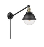 237-BAB-HFS-62-BK 1-Light 7.25" Matte Black Swing Arm - Clear Hampden Glass - LED Bulb - Dimmensions: 7.25 x 19.625 x 11 - Glass Up or Down: Yes