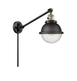 237-BAB-HFS-64-BK 1-Light 7.25" Matte Black Swing Arm - Seedy Hampden Glass - LED Bulb - Dimmensions: 7.25 x 19.625 x 11 - Glass Up or Down: Yes