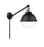 237-BAB-HFS-82-BK 1-Light 9" Matte Black Swing Arm - Clear Hampden Glass - LED Bulb - Dimmensions: 9 x 20.5 x 13.125 - Glass Up or Down: Yes