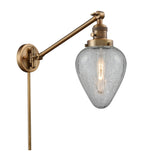 237-BB-G165 1-Light 8" Brushed Brass Swing Arm - Clear Crackle Geneseo Glass - LED Bulb - Dimmensions: 8 x 35 x 25 - Glass Up or Down: Yes