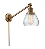 237-BB-G172 1-Light 8" Brushed Brass Swing Arm - Clear Fulton Glass - LED Bulb - Dimmensions: 8 x 35 x 25 - Glass Up or Down: Yes