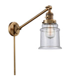 237-BB-G184 1-Light 8" Brushed Brass Swing Arm - Seedy Canton Glass - LED Bulb - Dimmensions: 8 x 35 x 25 - Glass Up or Down: Yes