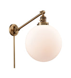 237-BB-G201-12 1-Light 12" Brushed Brass Swing Arm - Matte White Cased Beacon Glass - LED Bulb - Dimmensions: 12 x 20 x 16 - Glass Up or Down: Yes