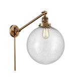 237-BB-G204-12 1-Light 12" Brushed Brass Swing Arm - Seedy Beacon Glass - LED Bulb - Dimmensions: 12 x 20 x 16 - Glass Up or Down: Yes