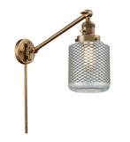 237-BB-G262 1-Light 6" Brushed Brass Swing Arm - Vintage Wire Mesh Stanton Glass - LED Bulb - Dimmensions: 6 x 30 x 25 - Glass Up or Down: Yes