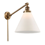 237-BB-G41-L 1-Light 12" Brushed Brass Swing Arm - Matte White Cased Cone 12" Glass - LED Bulb - Dimmensions: 12 x 16 x 16 - Glass Up or Down: Yes