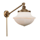 237-BB-G541 1-Light 11.75" Brushed Brass Swing Arm - Matte White Cased Large Oxford Glass - LED Bulb - Dimmensions: 11.75 x 20 x 13 - Glass Up or Down: Yes