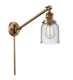 237-BB-G54 1-Light 8" Brushed Brass Swing Arm - Seedy Small Bell Glass - LED Bulb - Dimmensions: 8 x 21 x 25 - Glass Up or Down: Yes