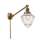 237-BB-G664-7 1-Light 7" Brushed Brass Swing Arm - Seedy Small Bullet Glass - LED Bulb - Dimmensions: 7 x 19.5 x 15.75 - Glass Up or Down: Yes