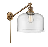 237-BB-G72-L 1-Light 12" Brushed Brass Swing Arm - Clear X-Large Bell Glass - LED Bulb - Dimmensions: 12 x 12 x 13 - Glass Up or Down: Yes