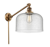237-BB-G74-L 1-Light 12" Brushed Brass Swing Arm - Seedy X-Large Bell Glass - LED Bulb - Dimmensions: 12 x 12 x 13 - Glass Up or Down: Yes