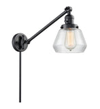 237-BK-G172 1-Light 8" Matte Black Swing Arm - Clear Fulton Glass - LED Bulb - Dimmensions: 8 x 35 x 25 - Glass Up or Down: Yes