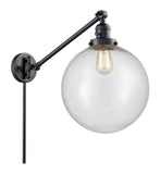 237-BK-G204-12 1-Light 12" Matte Black Swing Arm - Seedy Beacon Glass - LED Bulb - Dimmensions: 12 x 20 x 16 - Glass Up or Down: Yes