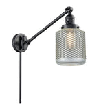 237-BK-G262 1-Light 6" Matte Black Swing Arm - Vintage Wire Mesh Stanton Glass - LED Bulb - Dimmensions: 6 x 30 x 25 - Glass Up or Down: Yes