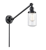 237-BK-G312 1-Light 4.5" Matte Black Swing Arm - Clear Dover Glass - LED Bulb - Dimmensions: 4.5 x 30 x 25.75 - Glass Up or Down: Yes