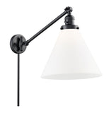 237-BK-G41-L 1-Light 12" Matte Black Swing Arm - Matte White Cased Cone 12" Glass - LED Bulb - Dimmensions: 12 x 16 x 16 - Glass Up or Down: Yes
