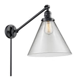 237-BK-G42-L 1-Light 12" Matte Black Swing Arm - Clear Cone 12" Glass - LED Bulb - Dimmensions: 12 x 16 x 16 - Glass Up or Down: Yes