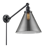 237-BK-G43-L 1-Light 12" Matte Black Swing Arm - Plated Smoke Cone 12" Glass - LED Bulb - Dimmensions: 12 x 16 x 16 - Glass Up or Down: Yes