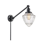 237-BK-G664-7 1-Light 7" Matte Black Swing Arm - Seedy Small Bullet Glass - LED Bulb - Dimmensions: 7 x 19.5 x 15.75 - Glass Up or Down: Yes