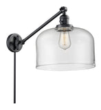 237-BK-G72-L 1-Light 12" Matte Black Swing Arm - Clear X-Large Bell Glass - LED Bulb - Dimmensions: 12 x 12 x 13 - Glass Up or Down: Yes