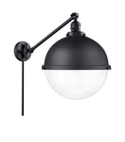 237-BK-HFS-122-BK 1-Light 12.875" Matte Black Swing Arm - Clear Hampden Glass - LED Bulb - Dimmensions: 12.875 x 22.4375 x 17.25 - Glass Up or Down: Yes