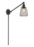 237-OB-G142 1-Light 8" Oil Rubbed Bronze Swing Arm - Clear Chatham Glass - LED Bulb - Dimmensions: 8 x 35 x 25 - Glass Up or Down: Yes