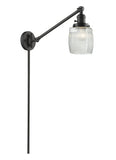 237-OB-G302 1-Light 8" Oil Rubbed Bronze Swing Arm - Thick Clear Halophane Colton Glass - LED Bulb - Dimmensions: 8 x 30 x 25 - Glass Up or Down: Yes
