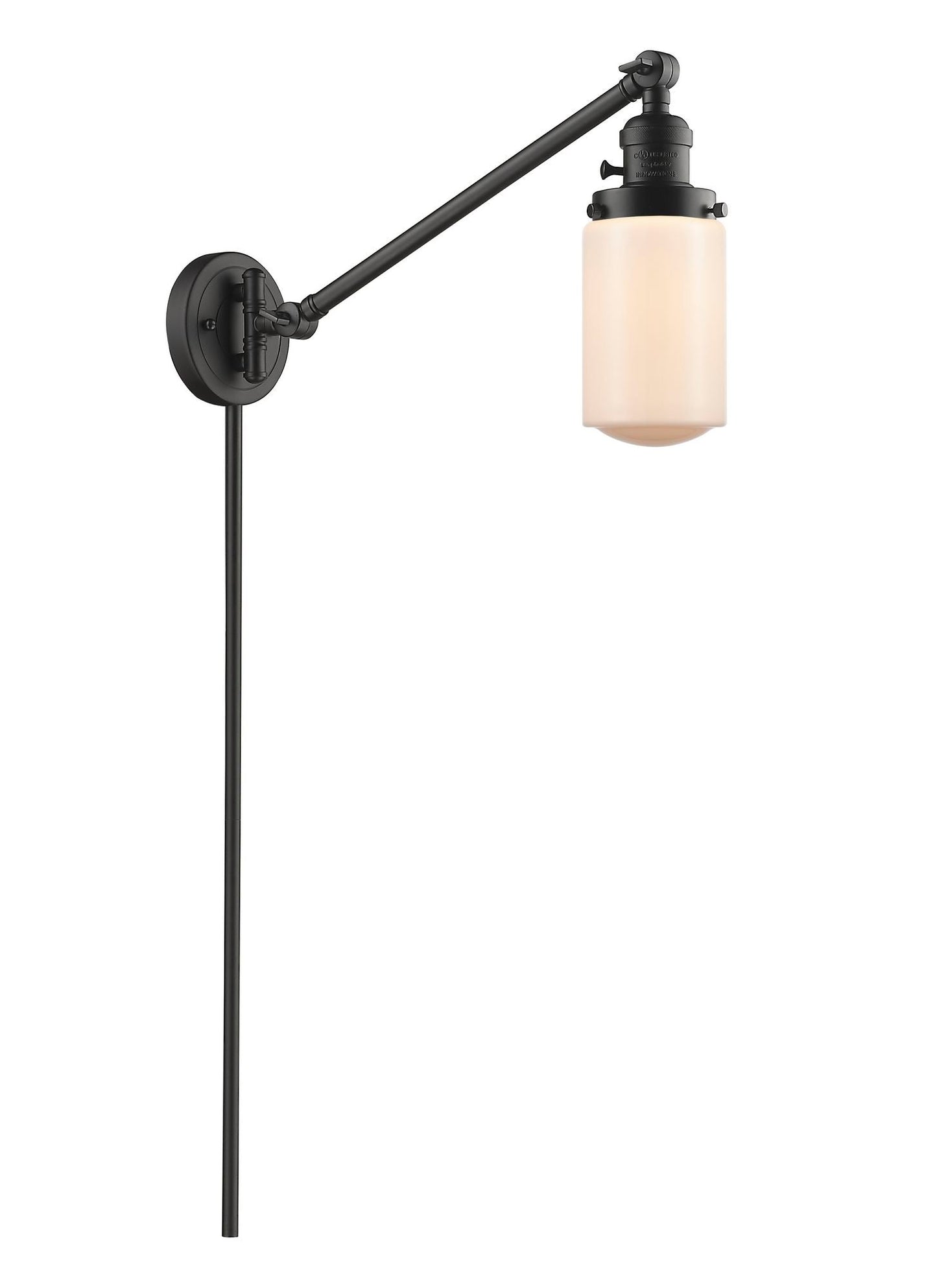 237-OB-G311 1-Light 4.5" Oil Rubbed Bronze Swing Arm - Matte White Cased Dover Glass - LED Bulb - Dimmensions: 4.5 x 30 x 25.75 - Glass Up or Down: Yes